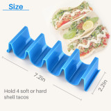 Kalevel Plastic Taco Holder Stand Soft Taco Shell Holder Rack Trays Set of 8 for Kids Party Plates Stackable Red Blue