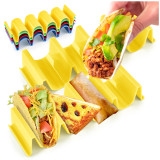 Kalevel Set of 2 Colorful Taco Holder Stand Plastic Dishwasher Safe Taco Holder Plate Shell Tray for Soft and Hard Tacos