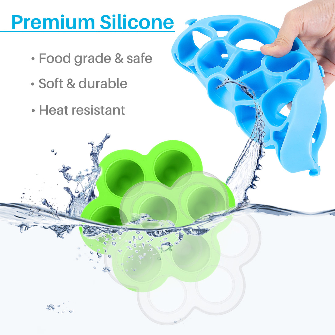 Kalevel 2pcs Silicone Egg Bite Molds Freezer Tray with Lid and Pressure