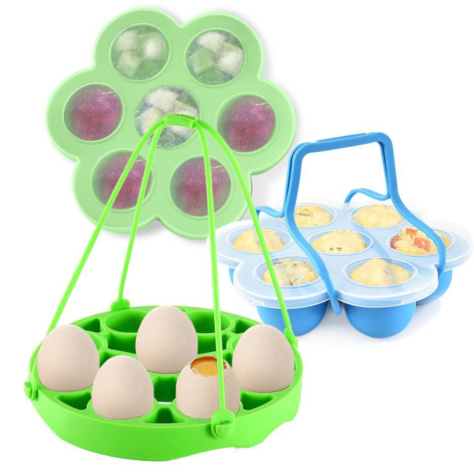 Kalevel 3 Pack Pressure Cooker Silicone Sling Egg Rack Bites Molds with