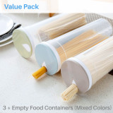 Kalevel 3 Pack Spaghetti Noodle Container Plastic Pasta Canisters Clear Dry Goods Cereal Food Storage Boxes with Lid for Pantry Kitchen