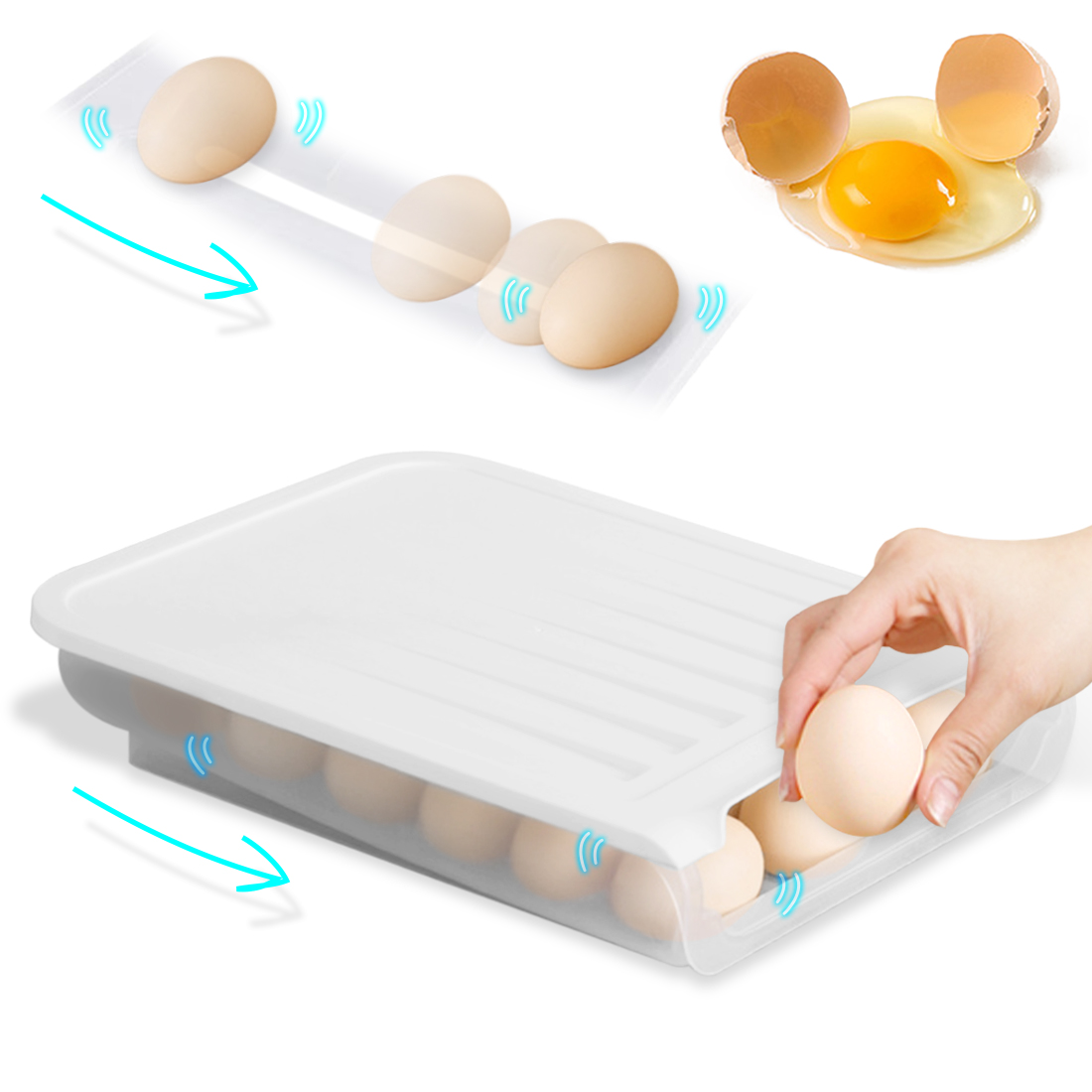 Kalevel Egg Storage Container Box Stackable Egg Storage Holder