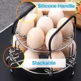 Kalevel Set of 2 Pressure Cooker Egg Steamer Rack Trivet Stand Stainless Steel Round Cooling Racks with Heat Resistant Handles