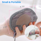 Kalevel Cosmetic Sponge Travel Case Zippered Makeup Pouch Small Mesh Beauty Bag with Keyring for Lipsticks Earphones Coins (Purple)