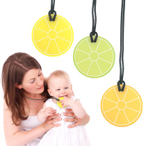 Kalevel 3pcs Sensory Chew Necklace Silicone Chewing Necklace Chewable Teething Pendant Lemon Shape for Kids Anxiety Autism Adhd