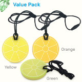 Kalevel 3pcs Sensory Chew Necklace Silicone Chewing Necklace Chewable Teething Pendant Lemon Shape for Kids Anxiety Autism Adhd