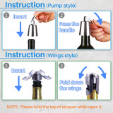 Kalevel 2 Pack Wine Bottle Stopper Vacuum Wine Saver Plug Pump Preserver Stopper Easy to Use