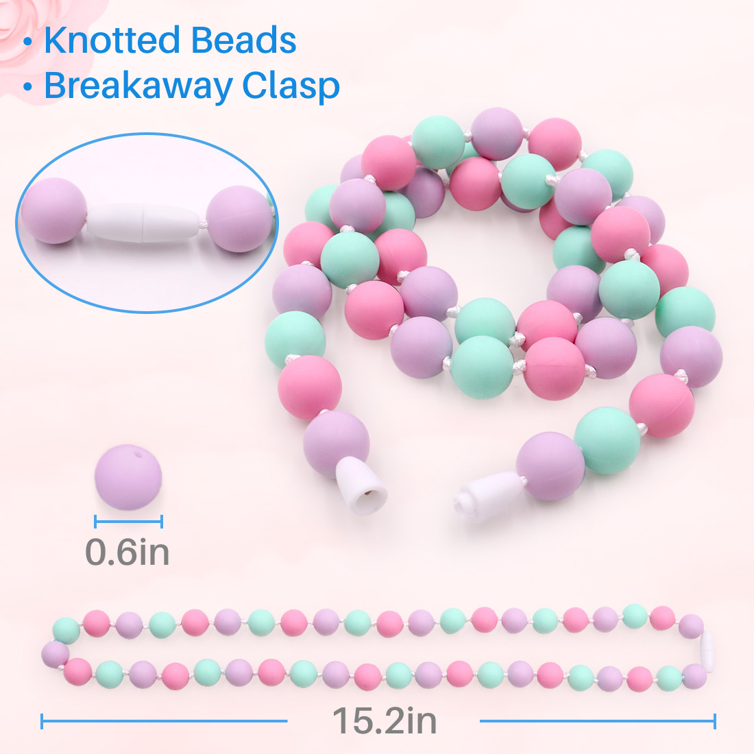 Kalevel Baby Teething Necklace for Mom Baby Girl to Wear Silicone Sensory Chew Necklace Teether