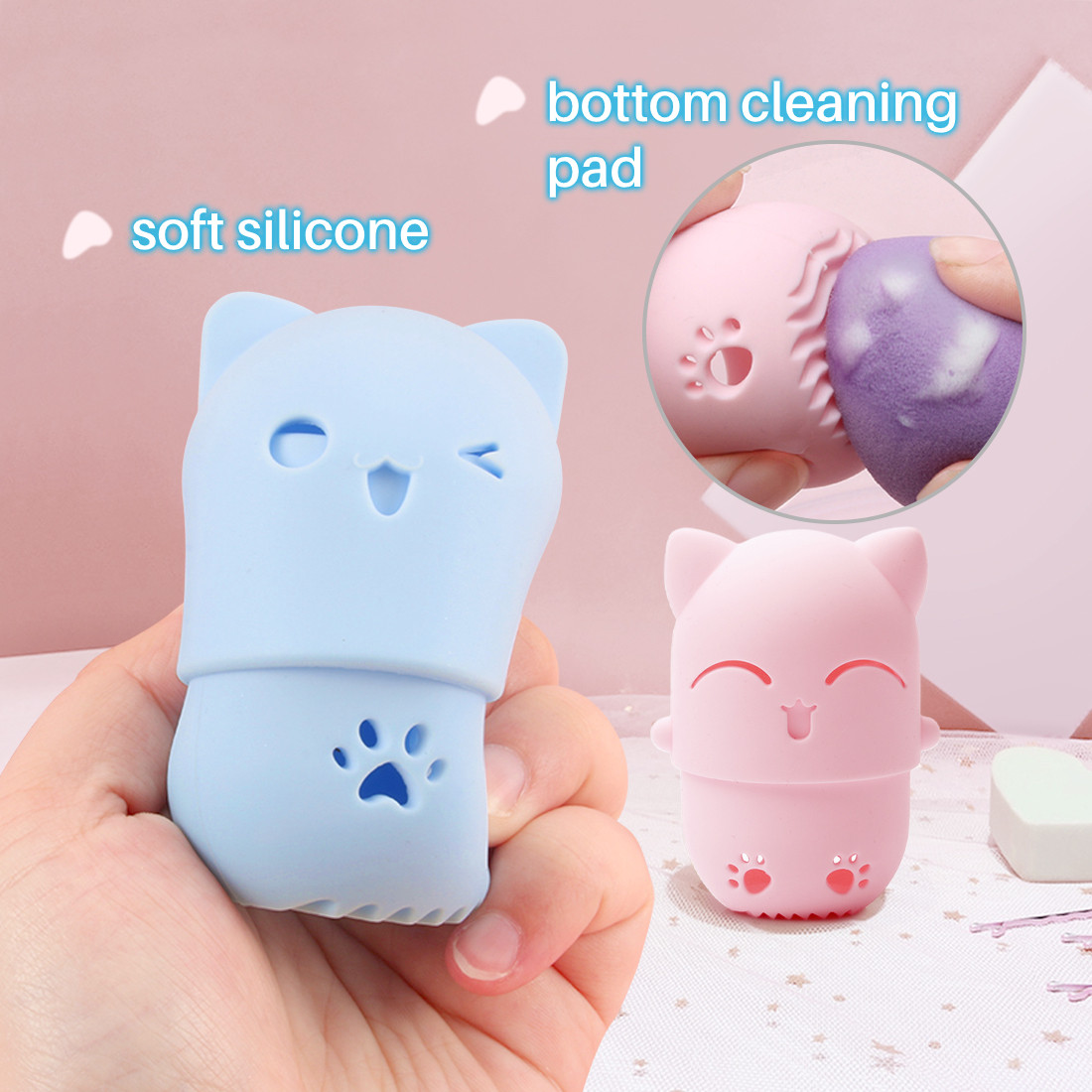 Kalevel 2pcs Makeup Blender Sponge Holder Container Sponge Travel