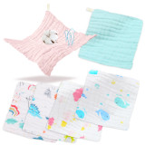 Kalevel Muslin Baby Washcloths 6 Layers Natural Cotton Baby Wipes Burp Cloths Soft Newborn Face Bath Towels Set of 6 (B Set)