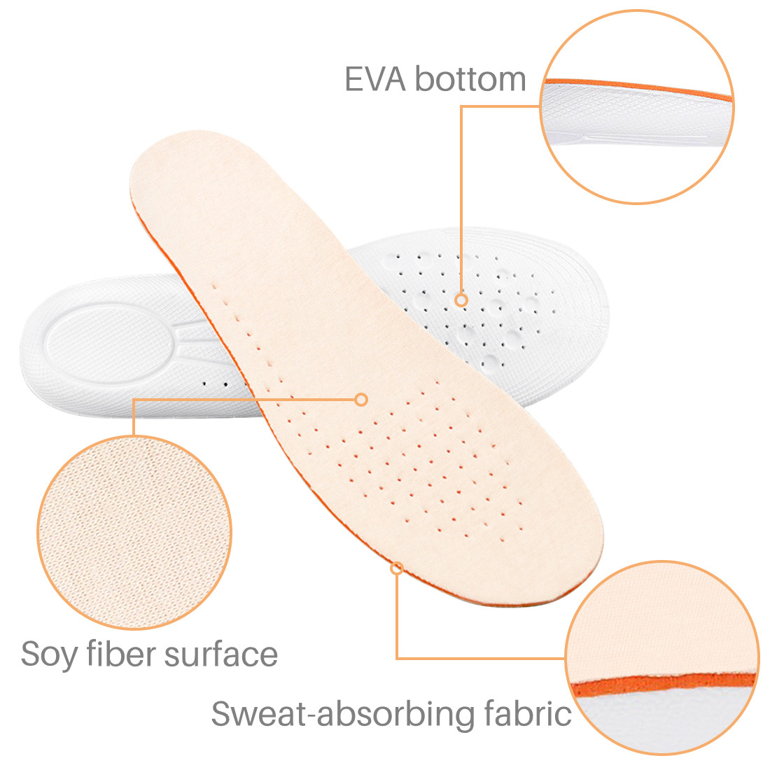 Kalevel Height Increase Insoles Elevator Insert Adjustable Breathable