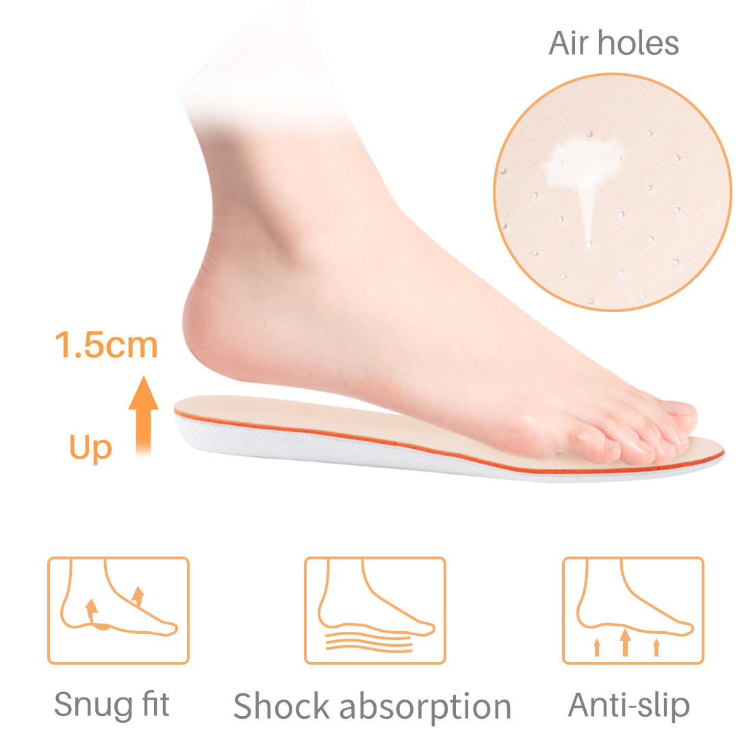 Kalevel Height Increased Insoles Elevator Taller Shoe Inserts for Men Work Boots 1.5cm (US Size