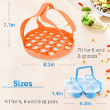 Kalevel Pressure Cooker Silicone Steamer Sling and 2pcs Egg Bite Mold with Silicone Lid Removable Handle (Orange Set)