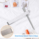 Kalevel Hemming Clips Set of 12 Stainless Steel Sewing Clips Quilting Supplies Clips Hemming Marker 3 Inches Measurement Ruler