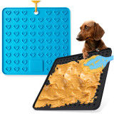 Kalevel 2pcs Peanut Butter Dog Lick Mat Silicone Licking Pad Slow Treat Dispensing Mat Pet Distraction Bathing Pad for Cats (Black + Blue)