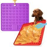 Kalevel Dog Shower Lick Mat Pad Slow Feeder Eating Mat Cat Peanut Butter Licking Pad for Pet Bathing Grooming (Red + Purple, 2 Pack)