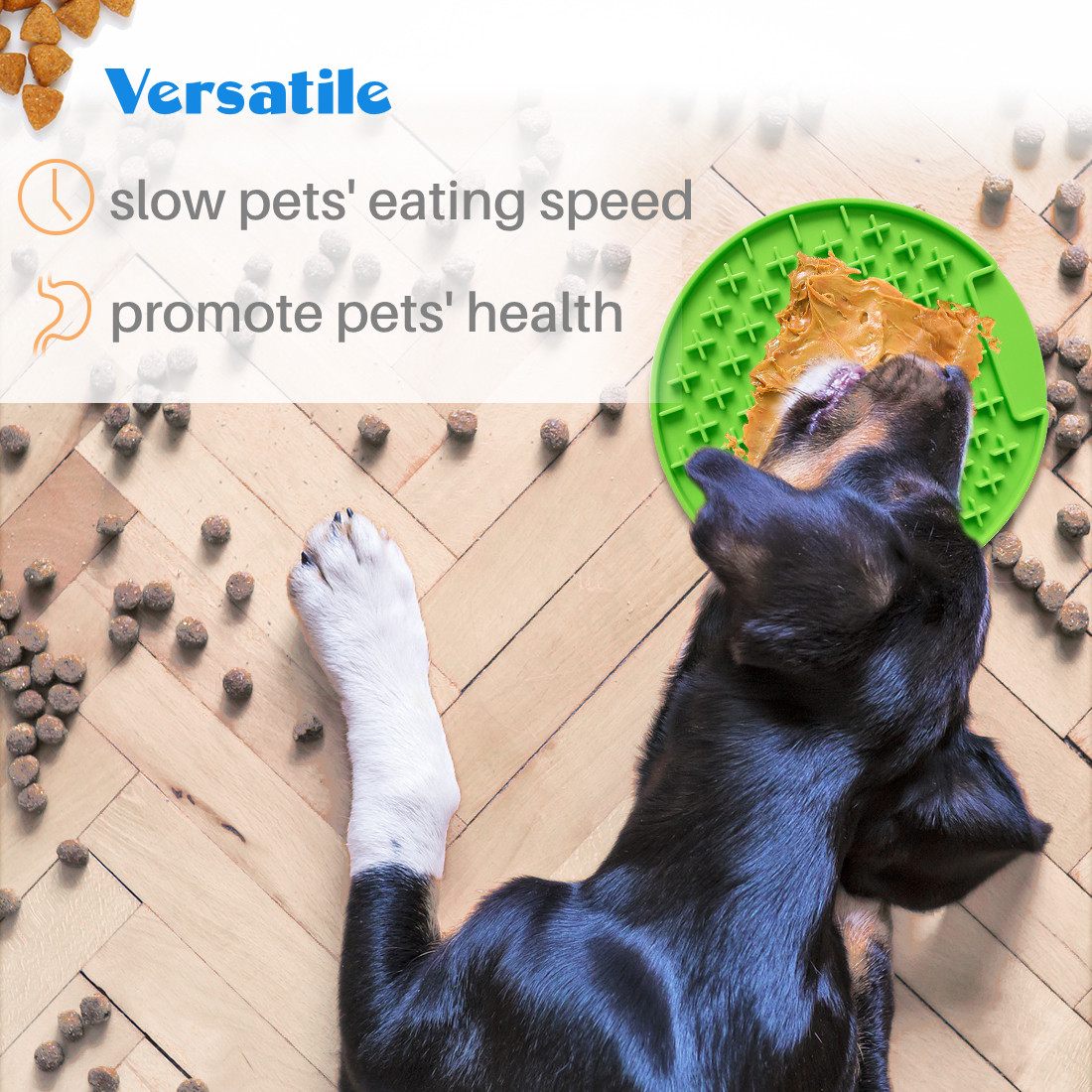 Kalevel Lick Mat for Dogs Cats Peanut Butter Licking Pad 7.9 Inch Slow