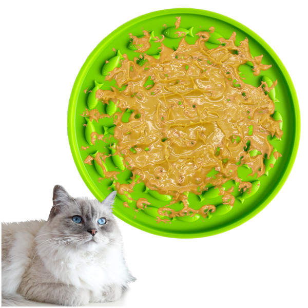 Kalevel Dog Licking Pad Peanut Butter Pet Cat Lick Mat Silicone Slow Treat Dispensing Mat Bath Pad Shower Grooming with Suction (Green)