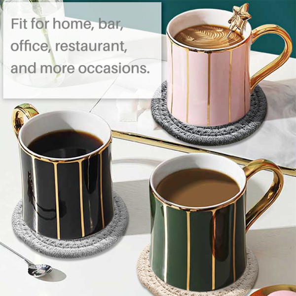 Kalevel 6pcs Absorbent Drink Coasters Set Braided Woven Cup Coasters