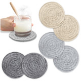 Kalevel Coasters for Drinks Braided Cup Mat Pad Absorbent Coaster Set of 6 Round Cotton Drink Coasters 4.3 Inches Non Slip Coasters