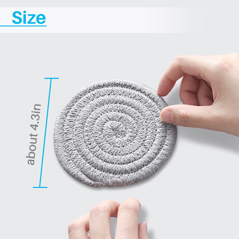 Kalevel 6 Pack Woven Coasters 4.3 Inches Braided Drink Absorbent