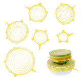 Kalevel 6pcs Reusable Silicone Lids Stretch Food Storage Lids Covers for Bowls Containers to Keep Food Fresh Yellow