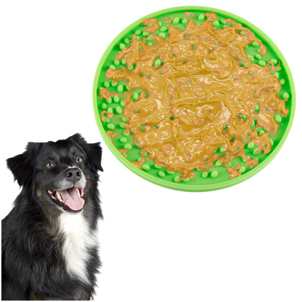 Kalevel Licking Pad Dog Peanut Butter Pet Distraction Lick Mat Silicone Slow Feeder Mat Pad with Suction for Dog Washing Training (Green)