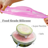 Kalevel Silicone Stretch Lids Reusable Expandable Food Bowl Covers Lid 6pcs for Different Sizes and Shapes of Containers Pink