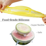 Kalevel 6pcs Reusable Silicone Lids Stretch Food Storage Lids Covers for Bowls Containers to Keep Food Fresh Yellow