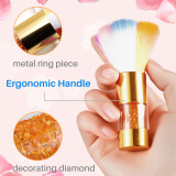 Kalevel Nail Dust Brush Remover Nail Art Powder Brush Duster Cleaner for Acrylic and UV Nail Gel Rhinestone Makeup Foundation (Gold)