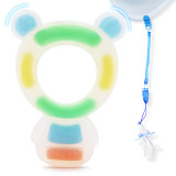 Kalevel Baby Teething Toys Silicone Teether Chew Rings Toy Adorable with Elastic Clip Holder and Soothing Tool (Bear Style)