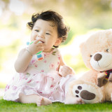 Kalevel Baby Teething Toys Silicone Teether Chew Rings Toy Adorable with Elastic Clip Holder and Soothing Tool (Bear Style)