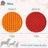 Kalevel Pet Licking Pad Dog Bath Peanut Butter Lick Mat 2 Pack 7.9in Silicone Slow Treat Dispensing Mat Cat Distraction (Green + Orange)