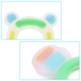 Kalevel Baby Teething Toys Silicone Teether Chew Rings Toy Adorable with Elastic Clip Holder and Soothing Tool (Bear Style)