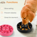 Kalevel Dog Feeder Slow Eating Pet Bowl Bloat Stop Anti-gulping Dog Food Bowl Prevent Choking for Large Medium Dogs Red