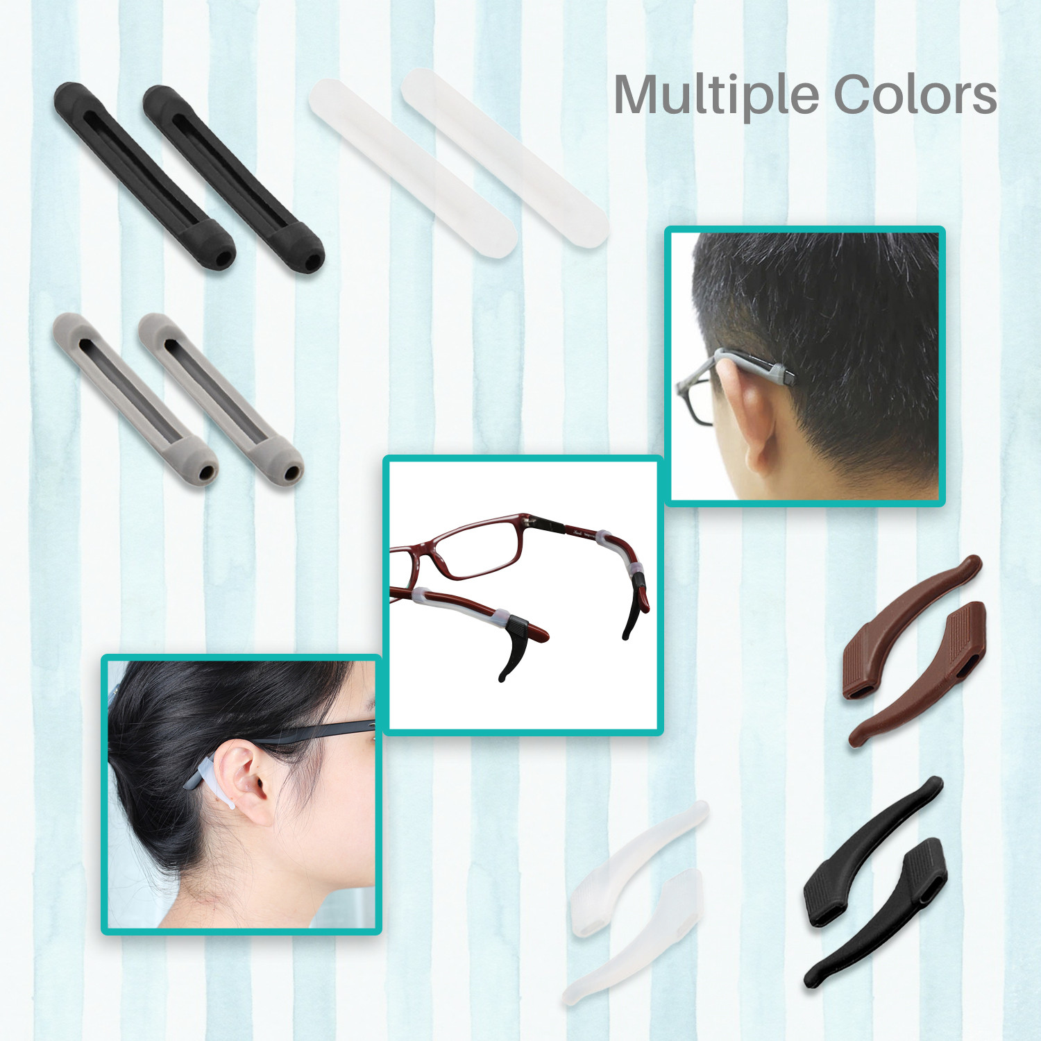 Kalevel 5 Pairs Anti Slip Eyeglasses Ear Hook Grip Kids Adults Comfort