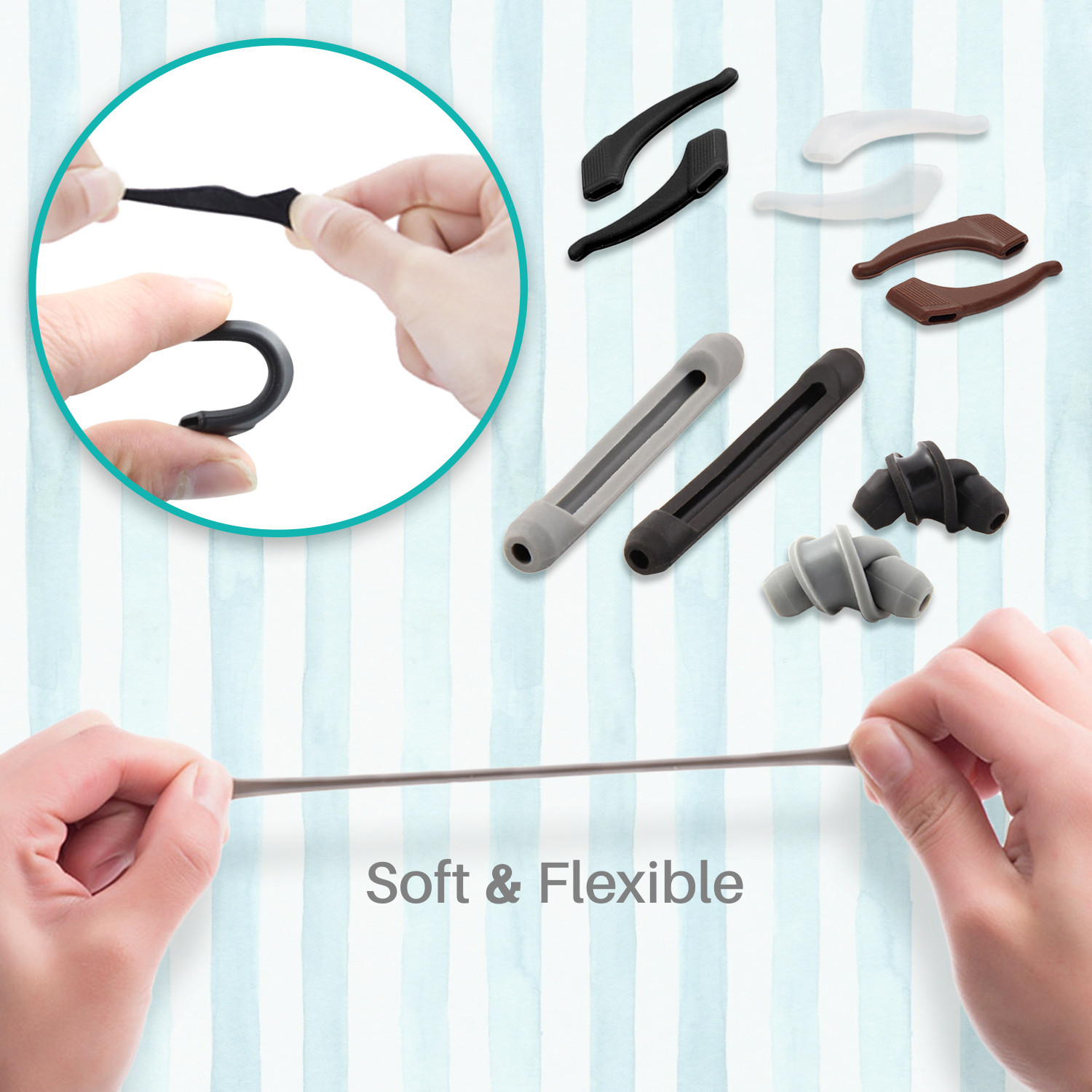 Kalevel Ear Grip Hooks Sunglasses Temple Tips Sleeve Eyewear Silicone