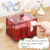 Kalevel Cotton Pad Holder Swab Dispenser Acrylic Swab Organizer Clear Makeup Cotton Round Storage Container with Lid (Wine Red)