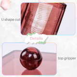 Kalevel Cotton Pad Holder Swab Dispenser Acrylic Swab Organizer Clear Makeup Cotton Round Storage Container with Lid (Wine Red)