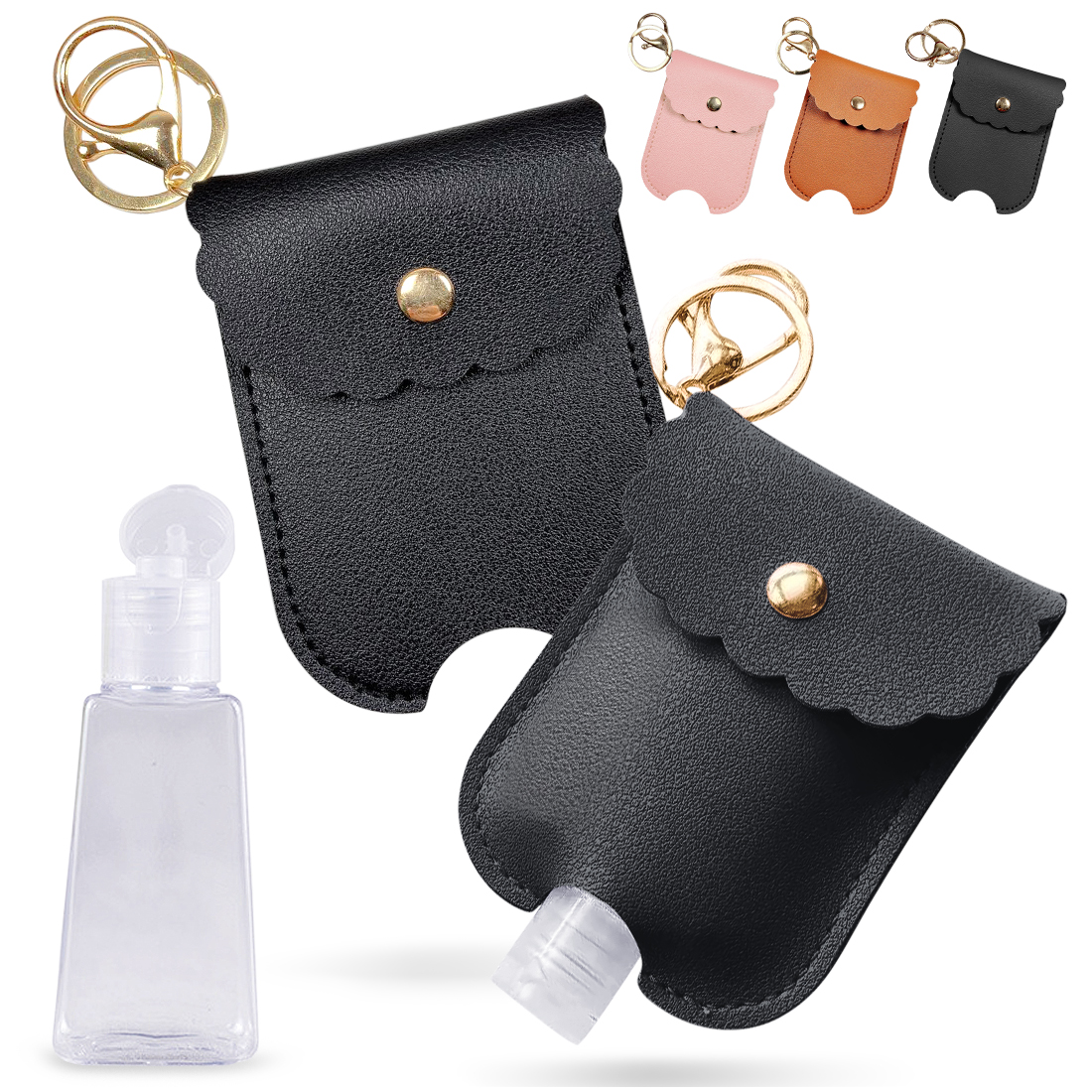 Kalevel Travel Bottles Keychain Holder with 1 oz Empty Refillable Flip