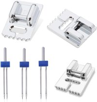 Kalevel Sewing Machine Twin Needles Double Stretch Needles 3 Sizes with Pintuck Foot Sewing Machine Presser Feet 5 7 9 Groove