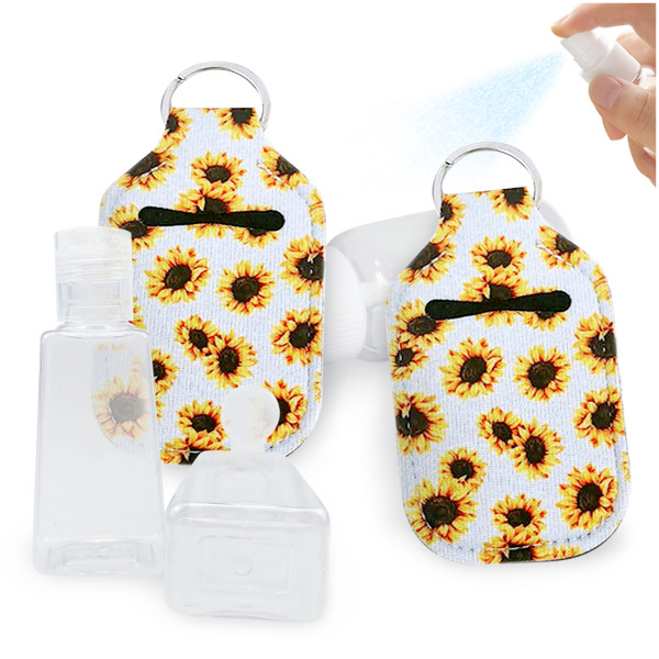 Kalevel Travel Bottles with Keychain Holder Refillable Empty Bottles Keychain Plastic Spray Bottle Set of 5 for Soap Lotion 1 Oz