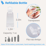 Kalevel Travel Bottles with Keychain Holder Refillable Empty Bottles Keychain Plastic Spray Bottle Set of 5 for Soap Lotion 1 Oz