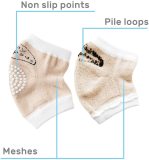 Kalevel 2 Pairs Baby Toddler Knee Pads Crawling Baby Knee and Elbow Pads Knee Protector Sleeve Cotton Baby Crawling Anti Slip Knee Pads Infant Crawling Knee Socks for Baby Boy Girl (Khaki + Grey)
