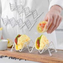 Kalevel Stainless Steel Taco Holders Taco Shell Stands Metal Taco Trays Rack Dishwasher Oven Grill Safe Hold up to 4 Tacos Each