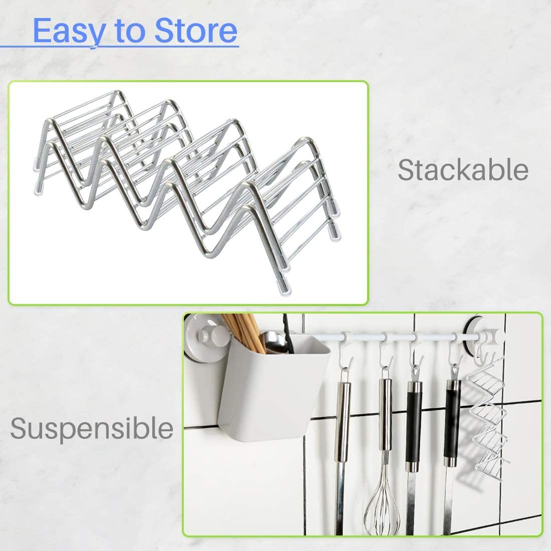 Kalevel Stainless Steel Taco Holders Taco Shell Stands Metal Taco Rack