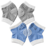Baby Knee Pads for Crawling - Kalevel Baby Crawling Knee Pads Anti-Slip Elastic Knee Protectors Breathable Knee Sleeve Infant Toddler Elbow and Knee Pads for Babies 0-3 Years (2 Pairs, Grey + Blue)