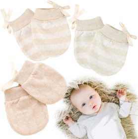 Kalevel 3 Pairs Newborn Baby Mittens No Scratch Cotton Gloves 0-2 Years Mixed Colors