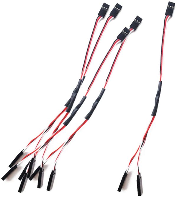 Kalevel Remote Control Y Servo Extension Cable Male to Female Y Harness Wire RC Servo Y Connector Extension Cord Splitter 12” 30cm for RC Car, Plane, Helicopter & Drone (5 Pack)