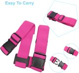 Kalevel 2 Pack Adjustable Travel Luggage Long Cross Strap with Suitcase Add A Bag Strap Travel Suitcase Straps Bag Accessories (Rose Red)